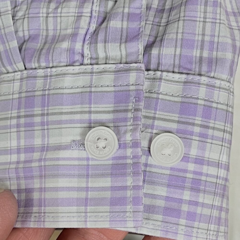 Calvin Klein Oxford Style Checked Woman's Cotton Button Down Shirt Size Medium - Picture 4 of 7